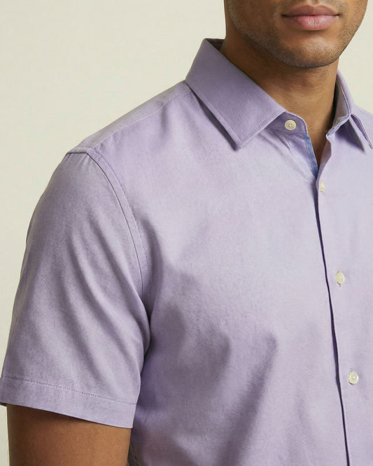 FULL DULL POLYESTER OXFORD PRINT SHIRT NWK OXFORD LILAC