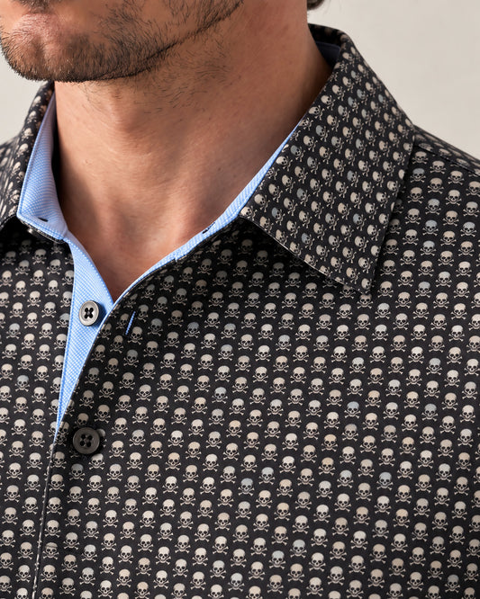HUDSON GOLF PERFORMANCE POLO HAPPY SKULLS BLACK