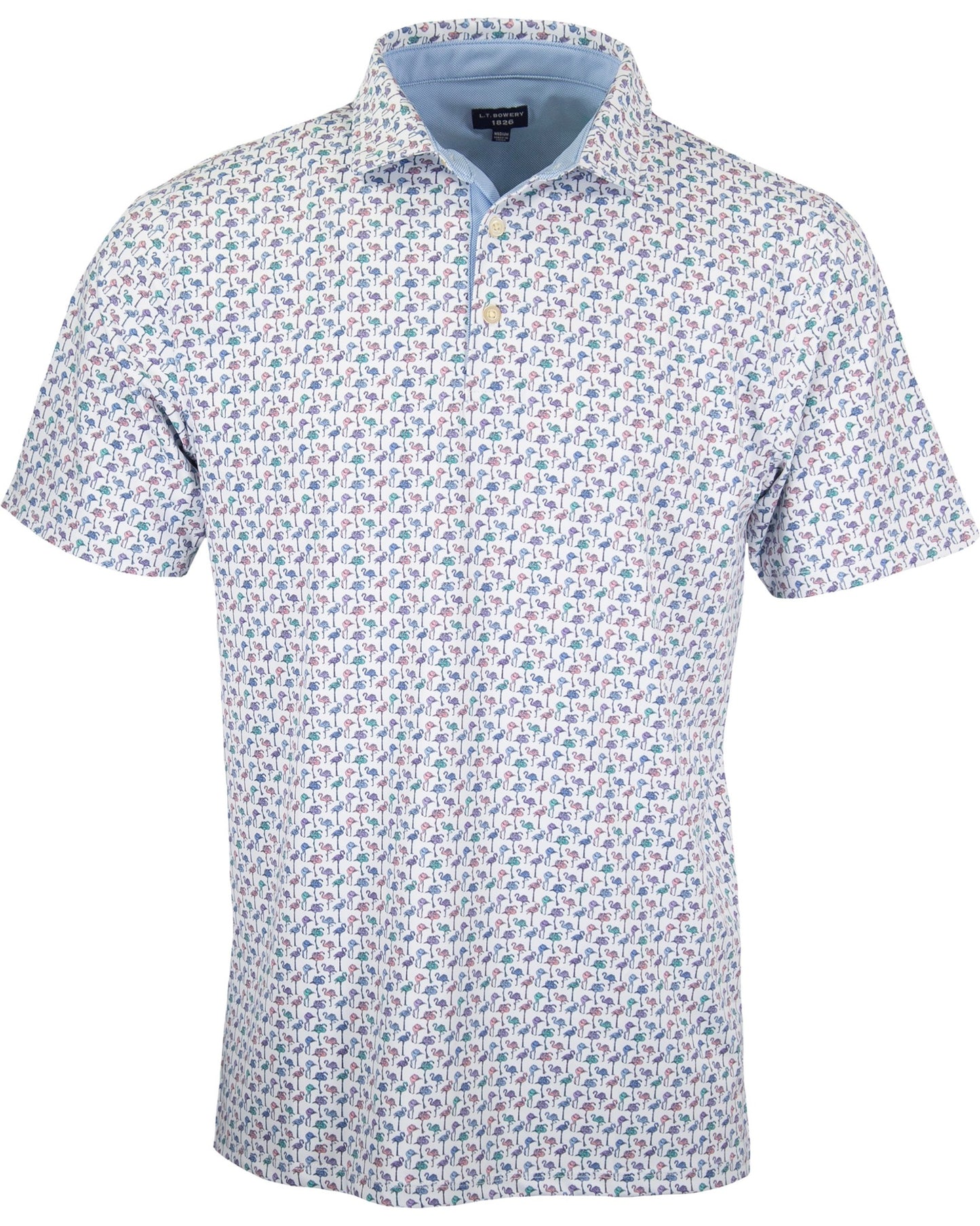 HUDSON GOLF PERFORMANCE POLO FLAMINGO WHITE