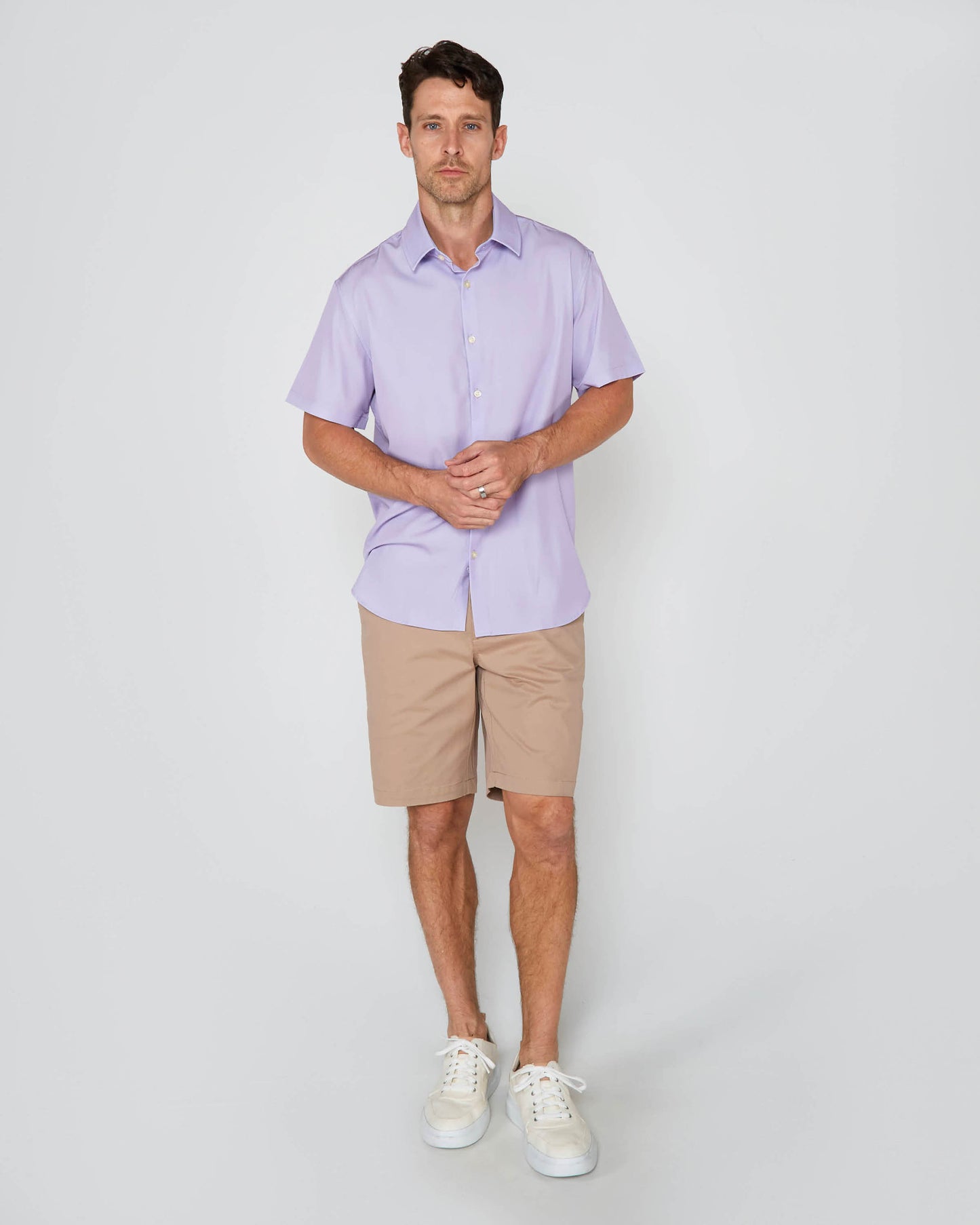 FULL DULL POLYESTER OXFORD PRINT SHIRT NWK OXFORD LILAC