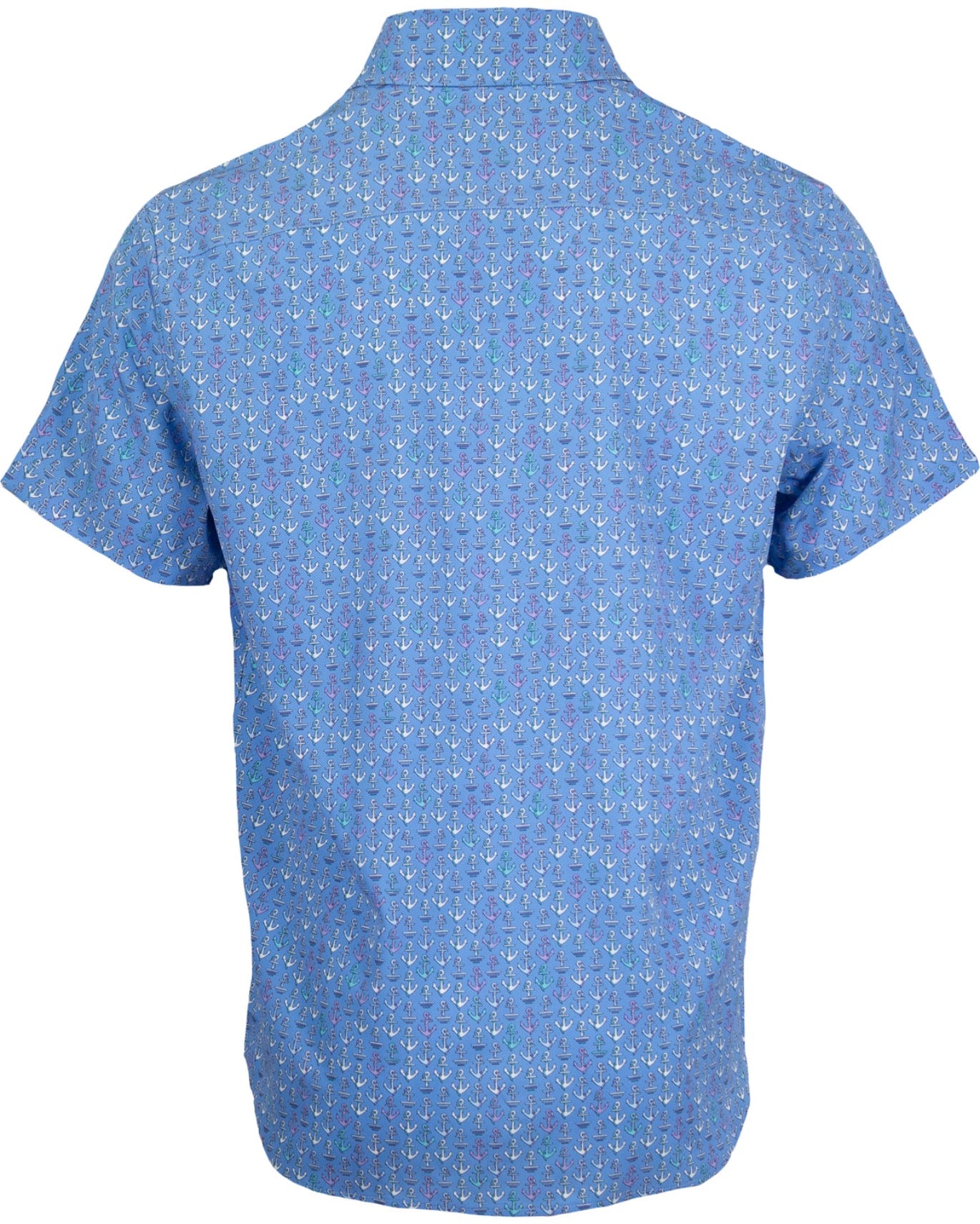 NEWARK PERFORMANCE PRINT SHIRT OXFORD ANCHORS BLUE