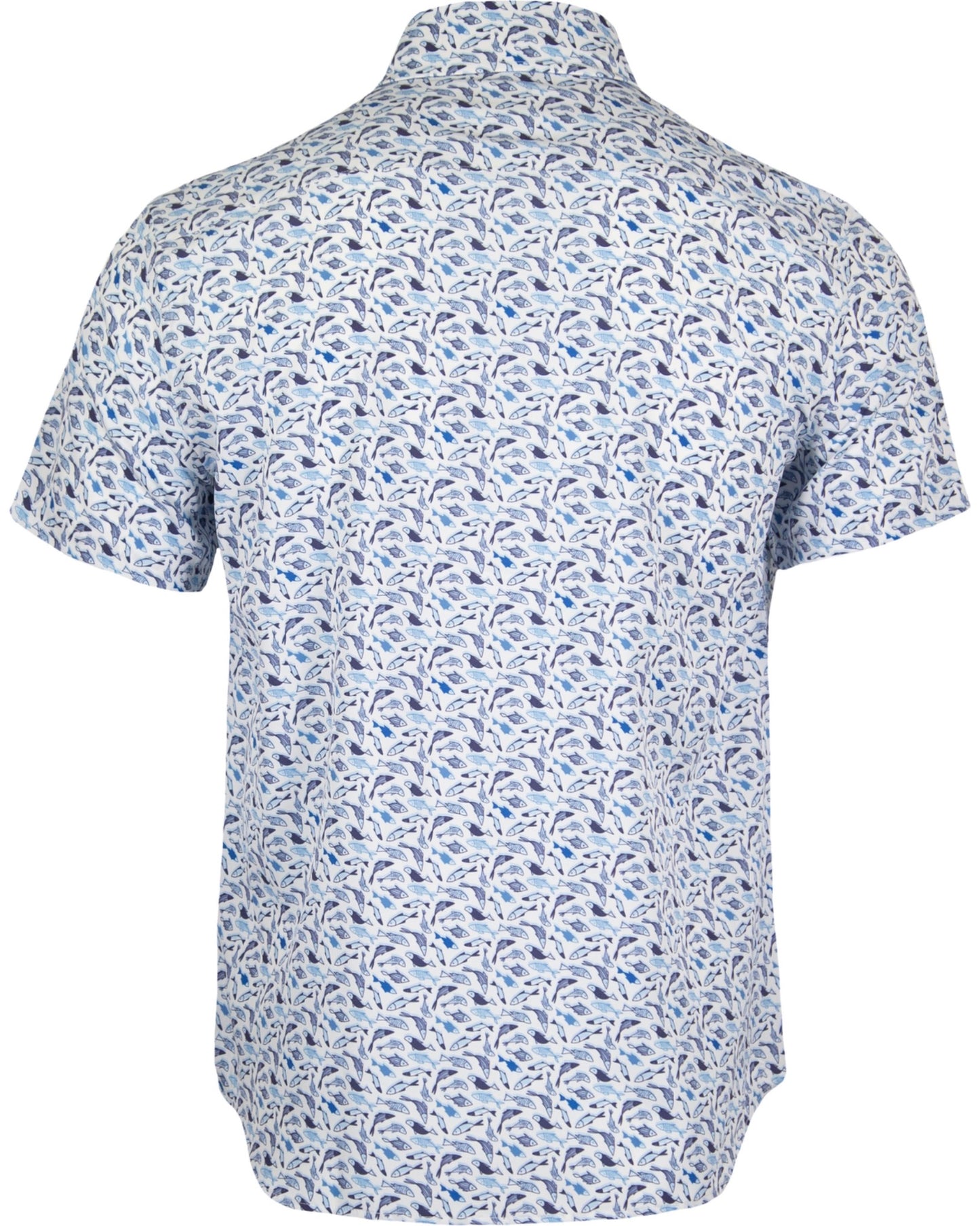 NEWARK PERFORMANCE PRINT SHIRT OXFORD FISH WHITE