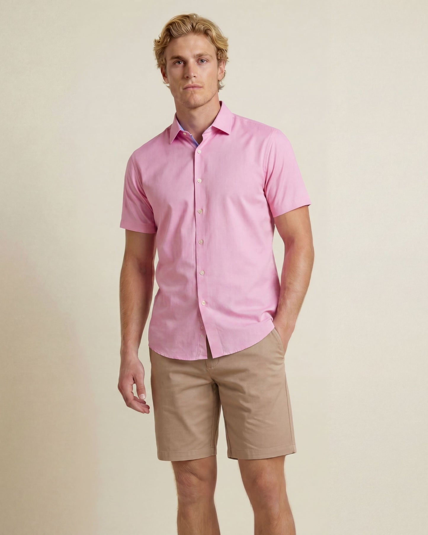 NEWARK PERFORMANCE PRINT SHIRT OXFORD PINK