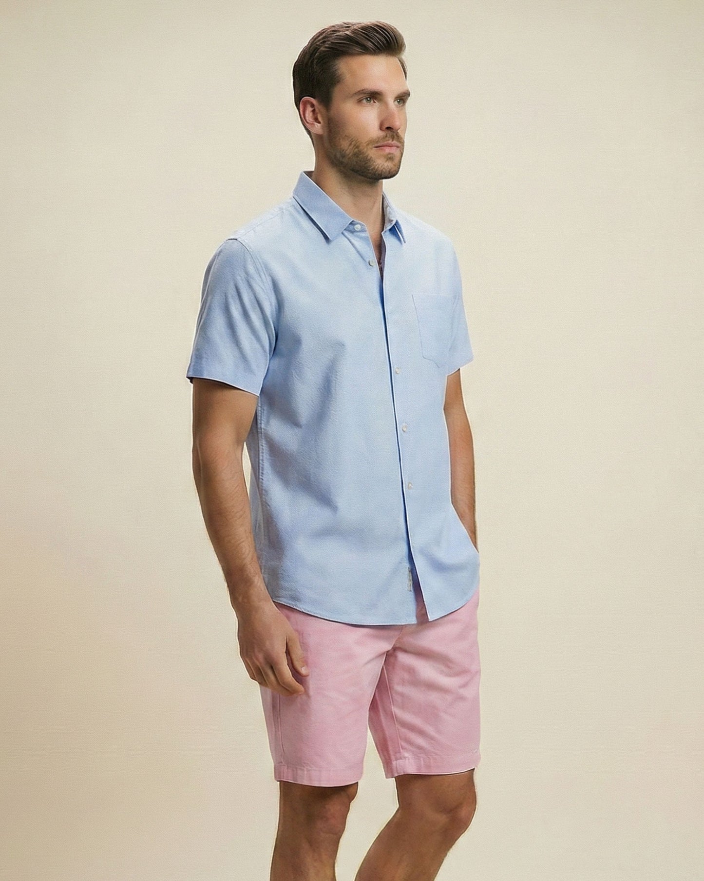NEWARK PERFORMANCE PRINT SHIRT OXFORD BLUE