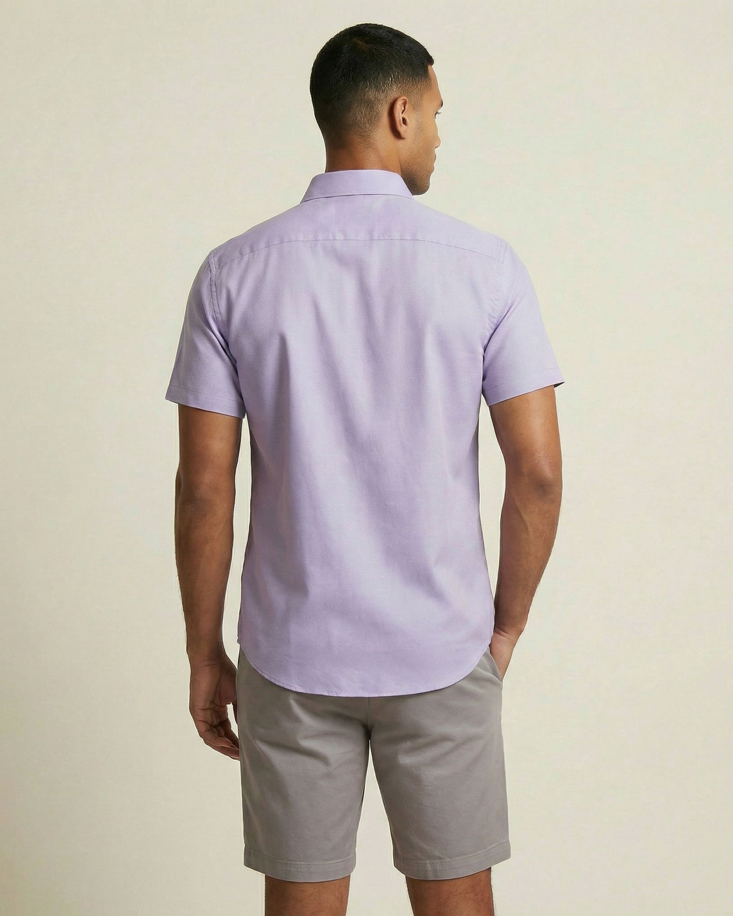 NEWARK PERFORMANCE PRINT SHIRT OXFORD LILAC