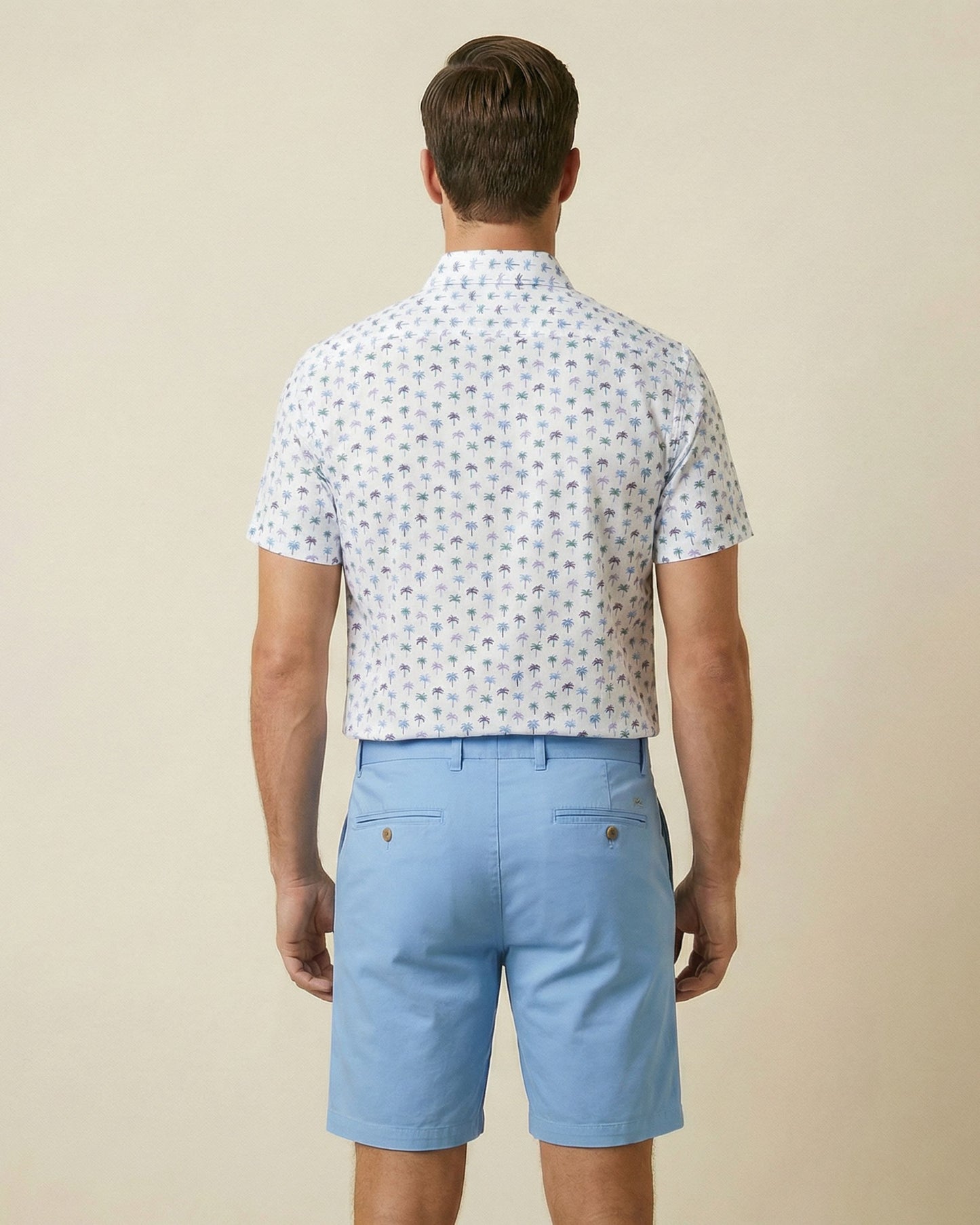 NEWARK PERFORMANCE PRINT SHIRT OXFORD PALM WHITE