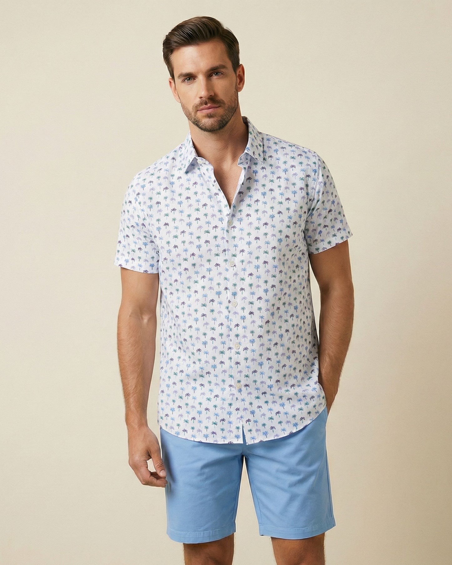 WILLIAM FLAT FRONT SHORT BLUE