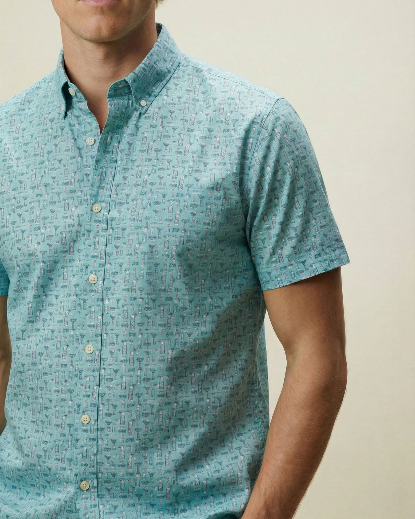 NEWARK PERFORMANCE PRINT SHIRT OXFORD CHEERS MINT