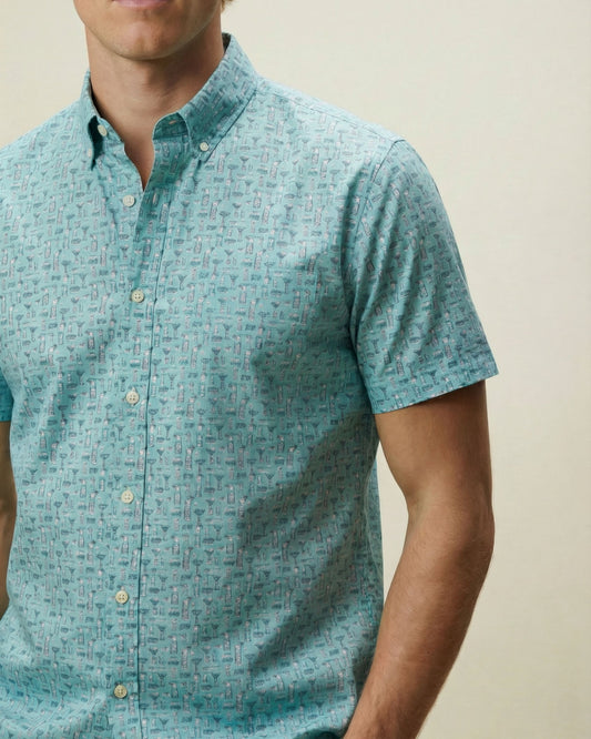 NEWARK PERFORMANCE PRINT SHIRT OXFORD CHEERS MINT