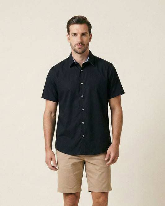 NEWARK PERFORMANCE PRINT SHIRT OXFORD BLACK
