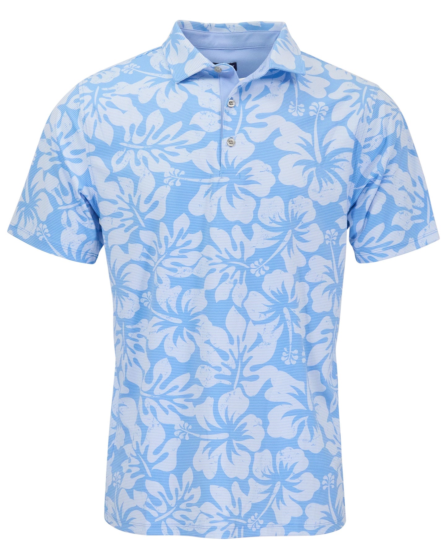 HUDSON GOLF PERFORMANCE POLO HIBISCUS STRIPE BLUE