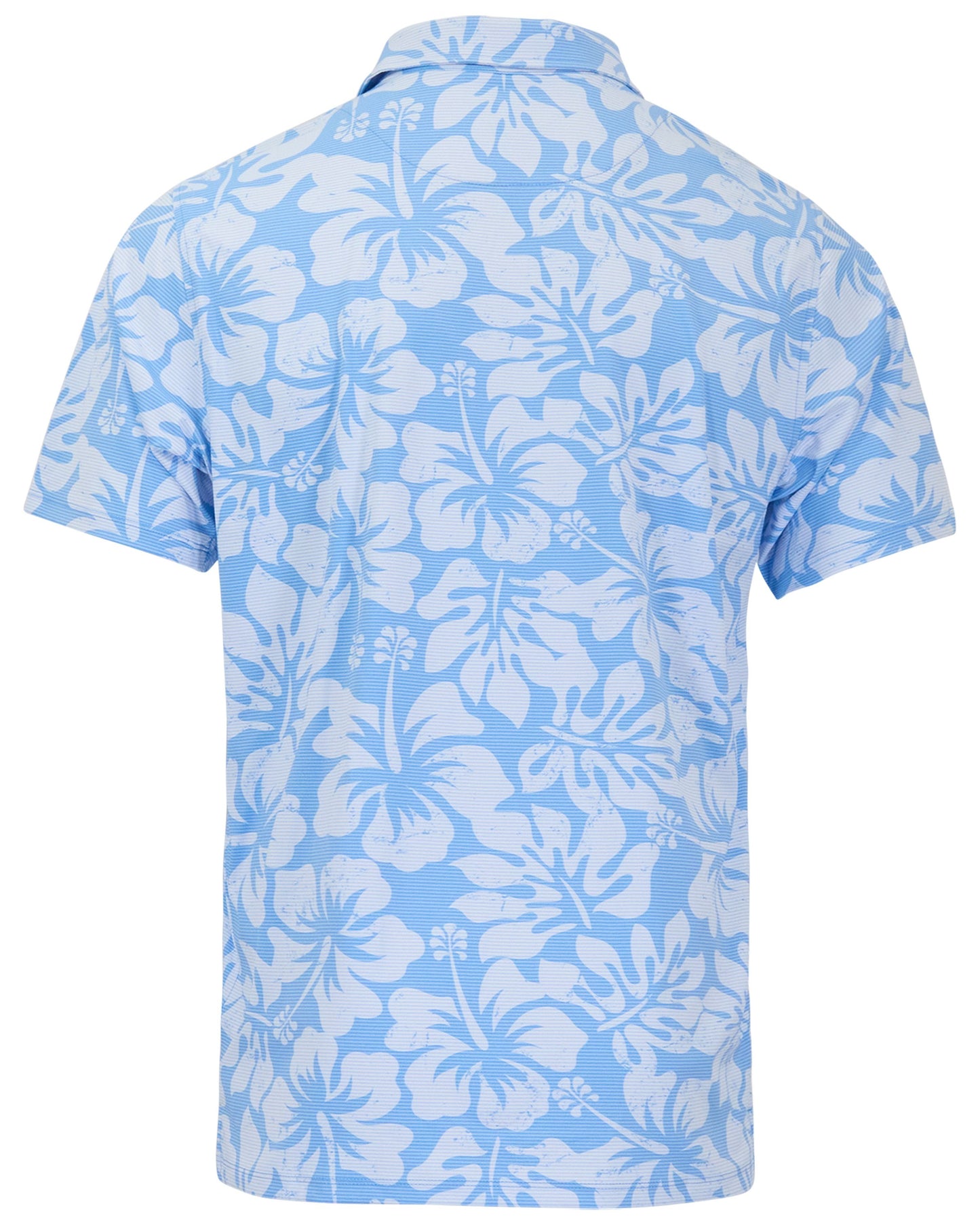 HUDSON GOLF PERFORMANCE POLO HIBISCUS STRIPE BLUE