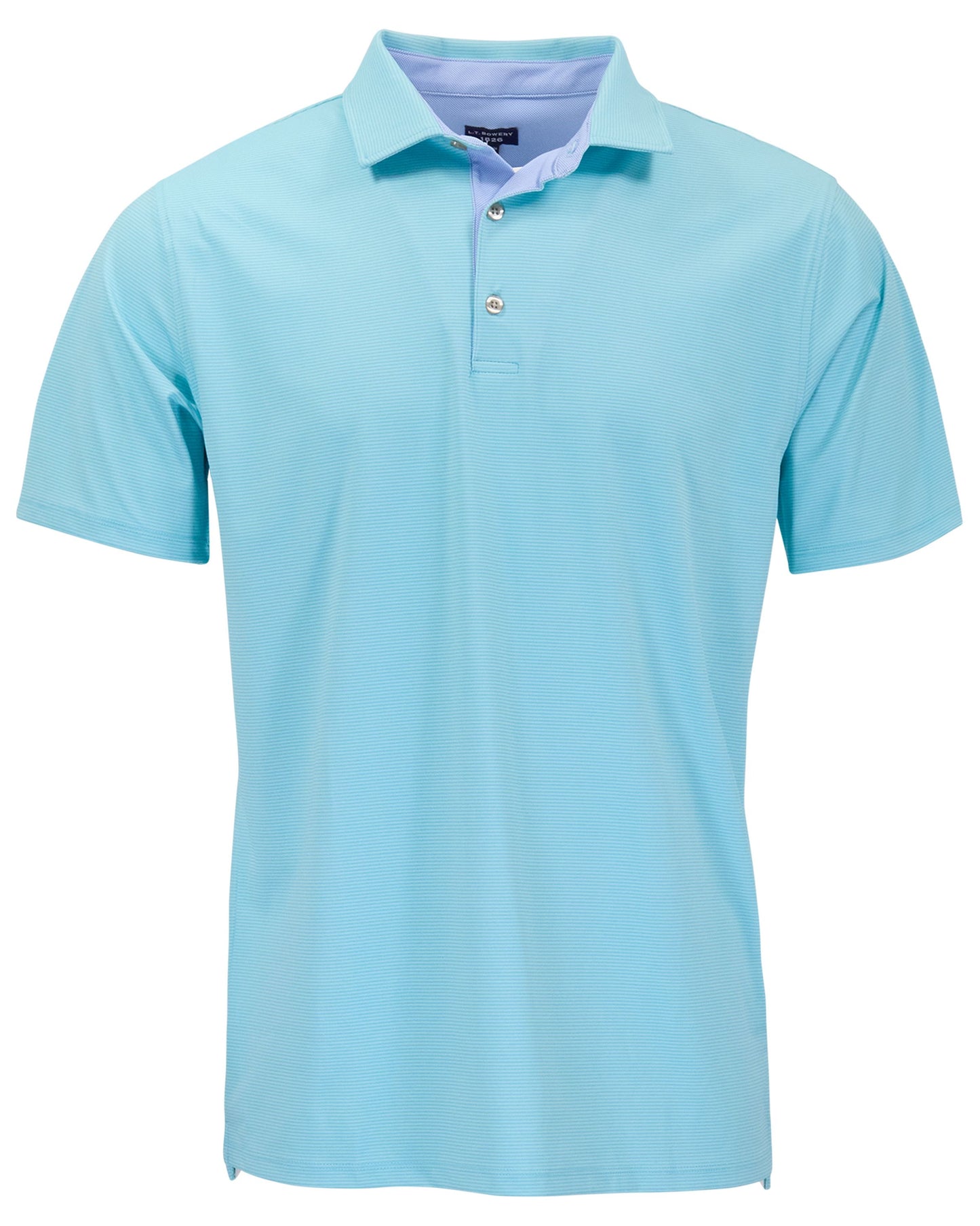 HUDSON GOLF PERFORMANCE POLO BICOLOR STRIPE AQUA