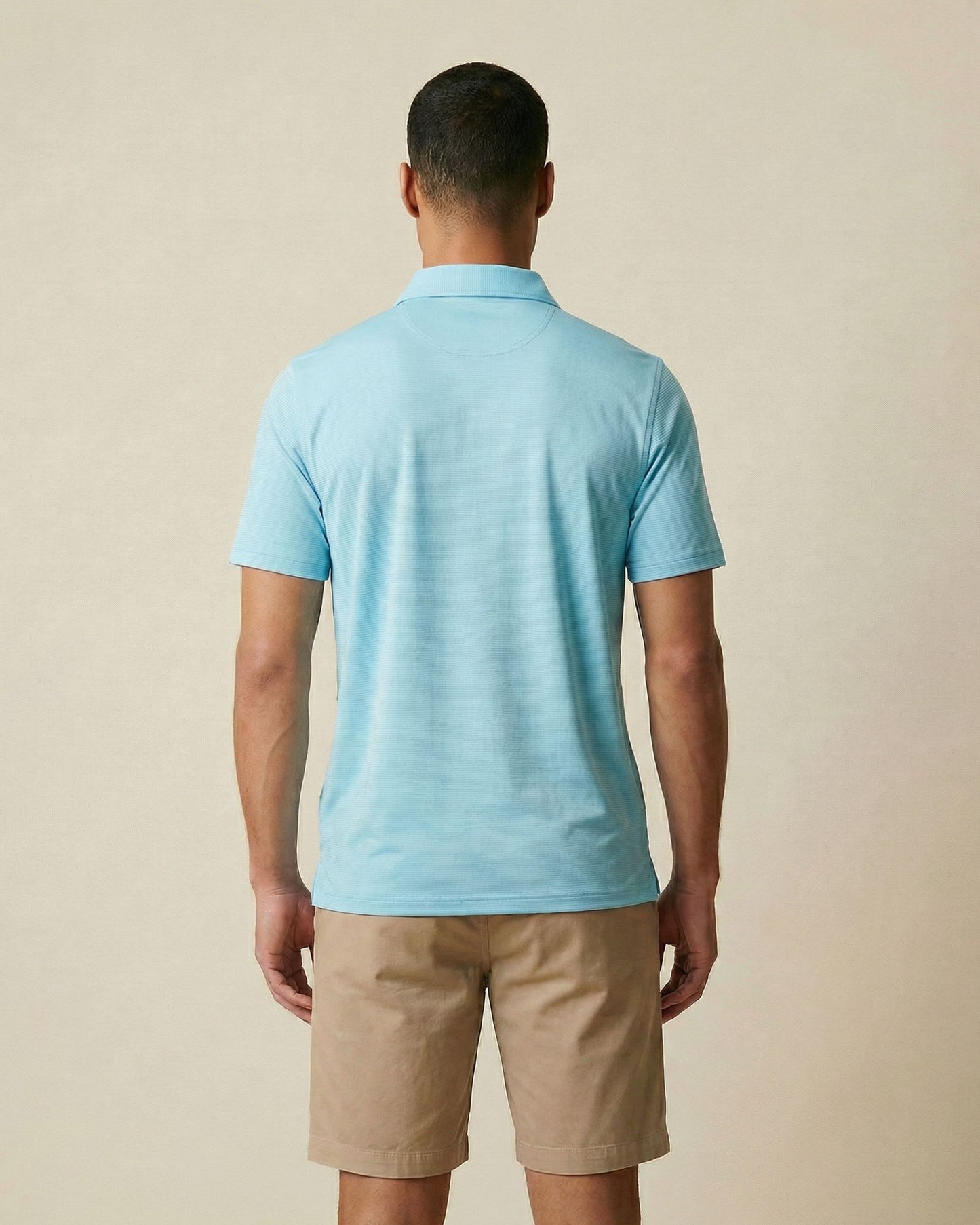 HUDSON GOLF PERFORMANCE POLO BICOLOR STRIPE AQUA