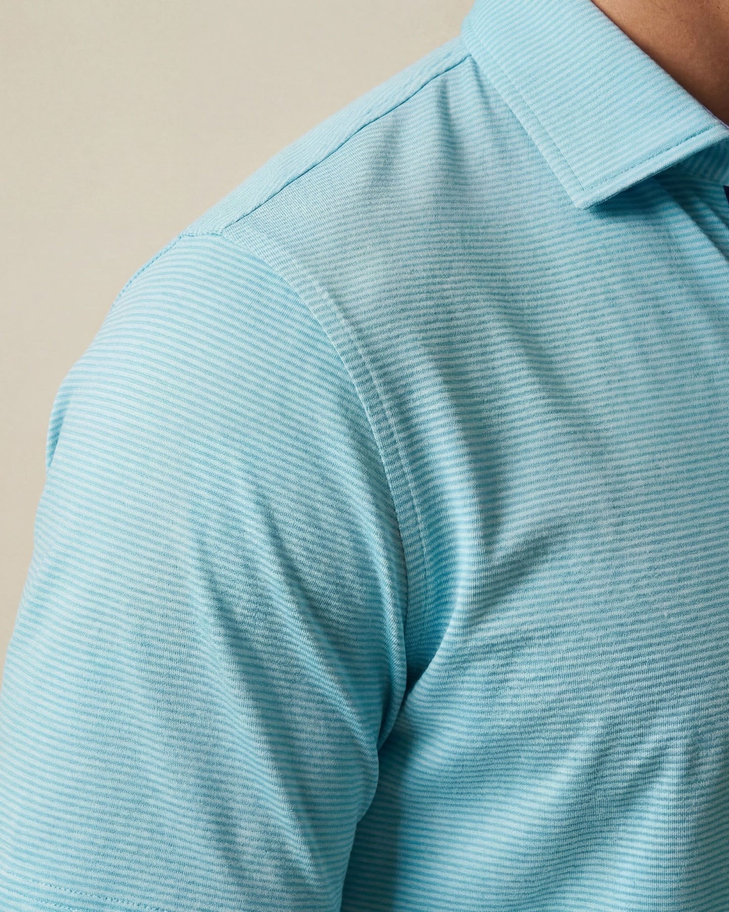 HUDSON GOLF PERFORMANCE POLO BICOLOR STRIPE AQUA