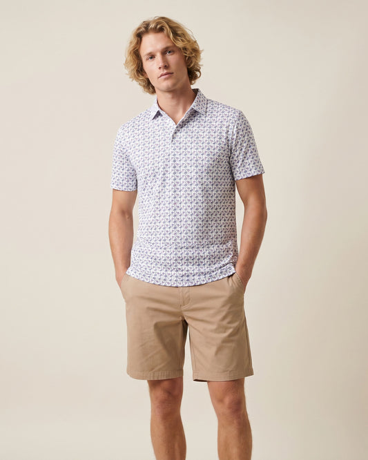 HUDSON GOLF PERFORMANCE POLO FLAMINGO WHITE