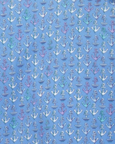NEWARK PERFORMANCE PRINT SHIRT OXFORD ANCHORS BLUE