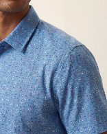 NEWARK PERFORMANCE PRINT SHIRT OXFORD ANCHORS BLUE