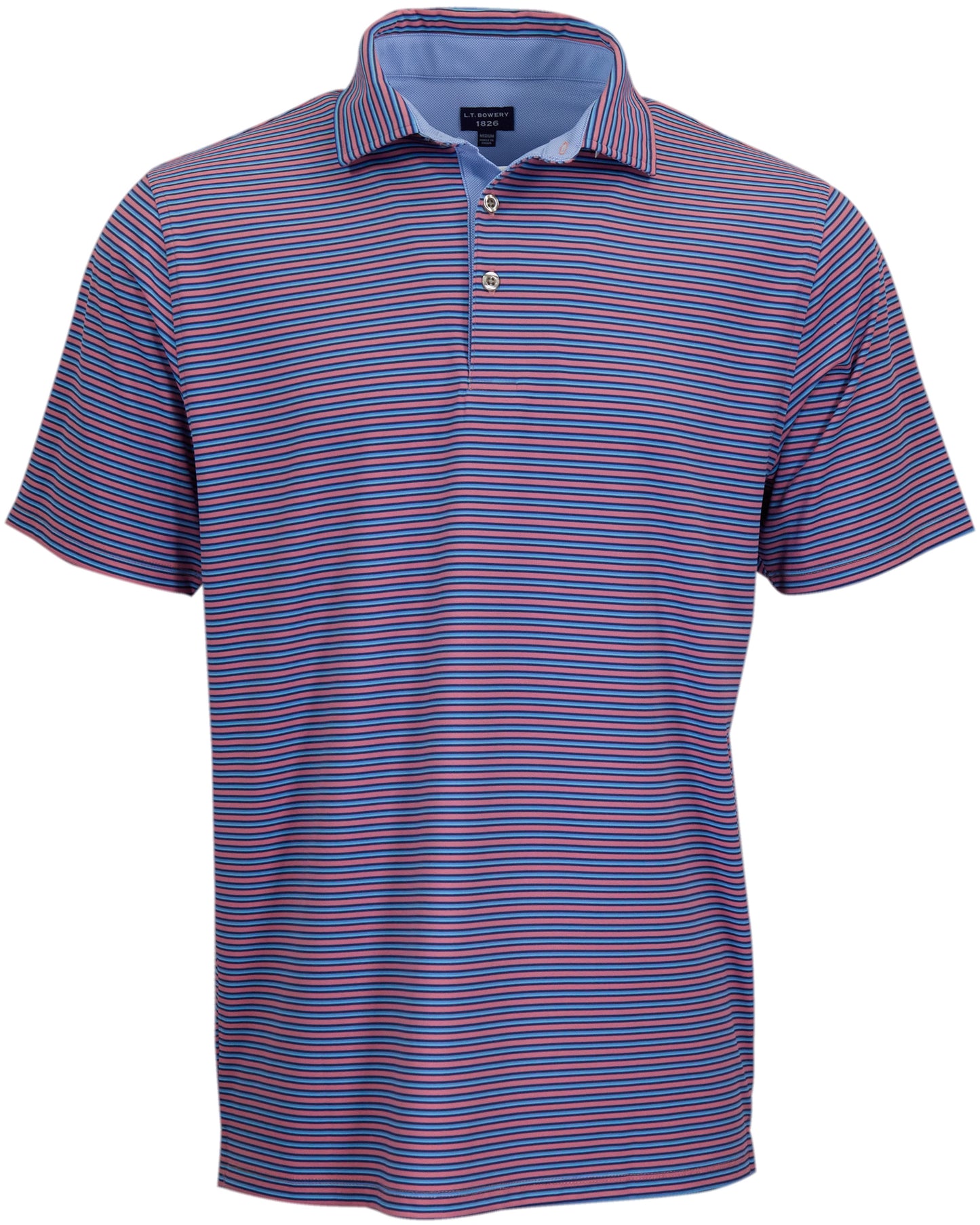 HUDSON GOLF PERFORMANCE POLO SOMERSET STRIPE CORAL
