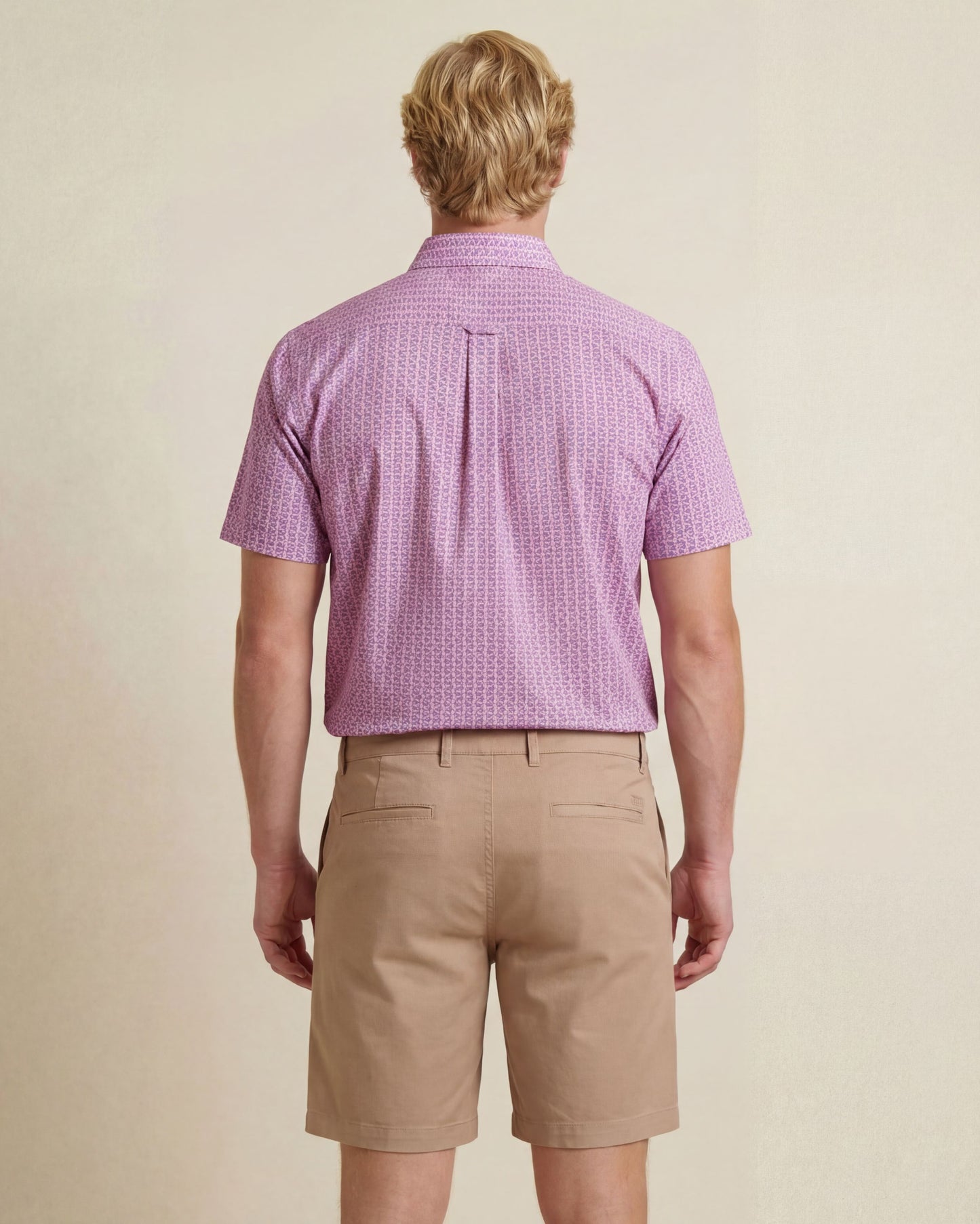 NEWARK PERFORMANCE PRINT SHIRT OXFORD TILT GLASS PINK