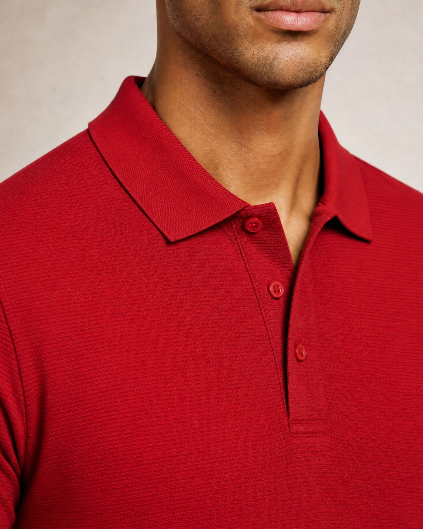 PRESTON OTTOMAN TEXTURED GOLF PERFORMANCE POLO  RED