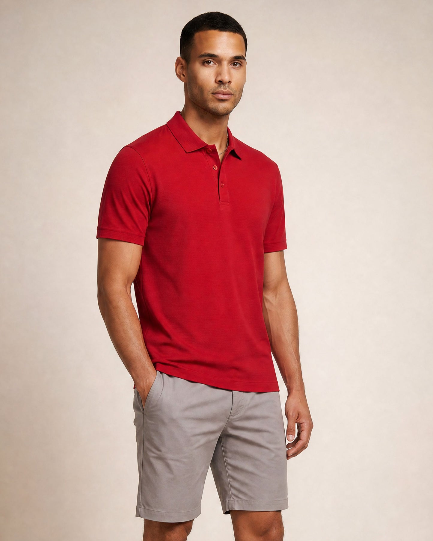 PRESTON OTTOMAN TEXTURED GOLF PERFORMANCE POLO  RED