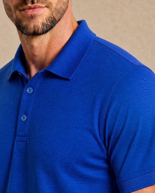 PRESTON OTTOMAN TEXTURED GOLF PERFORMANCE POLO  ROYAL