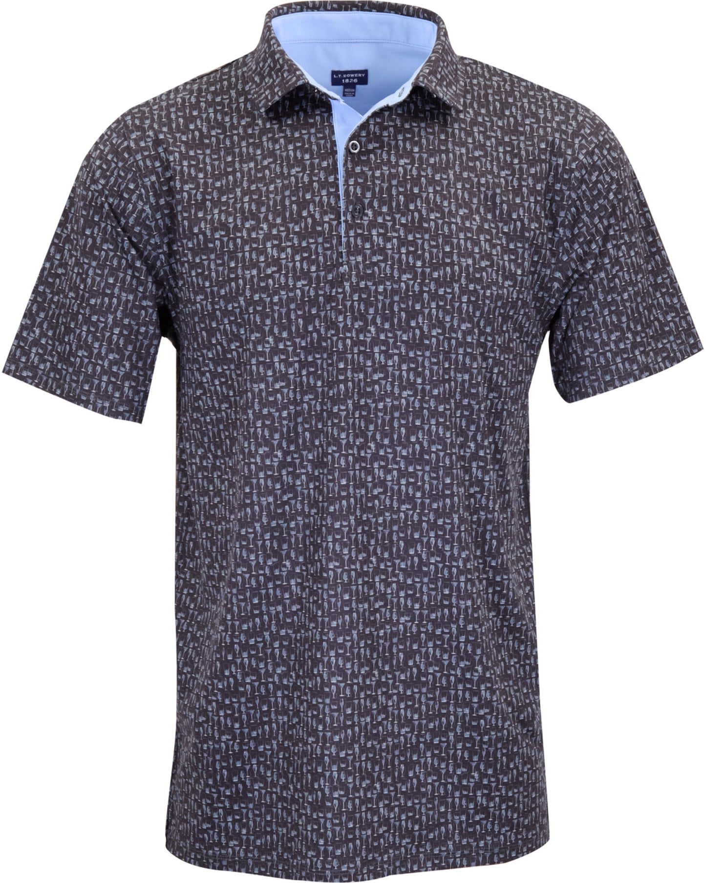 HUDSON GOLF PERFORMANCE POLO GLASS WORK BLACK