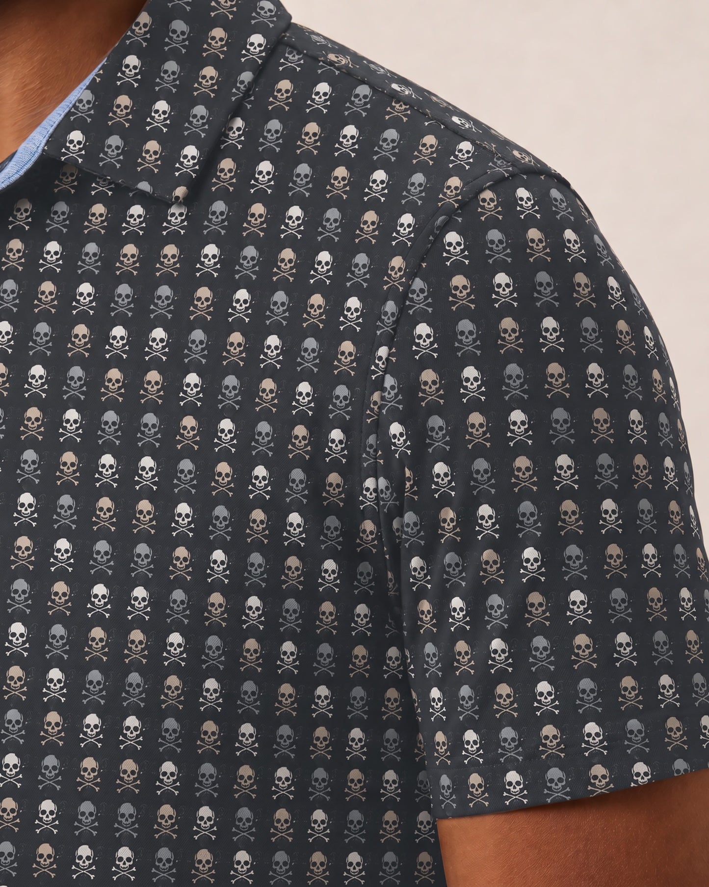 HUDSON GOLF PERFORMANCE POLO HAPPY SKULLS BLACK