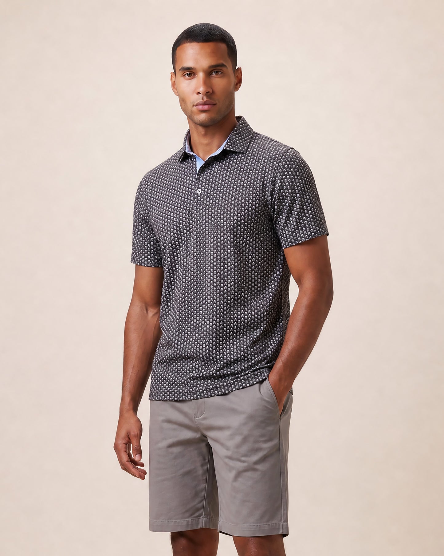 HUDSON GOLF PERFORMANCE POLO HAPPY SKULLS BLACK