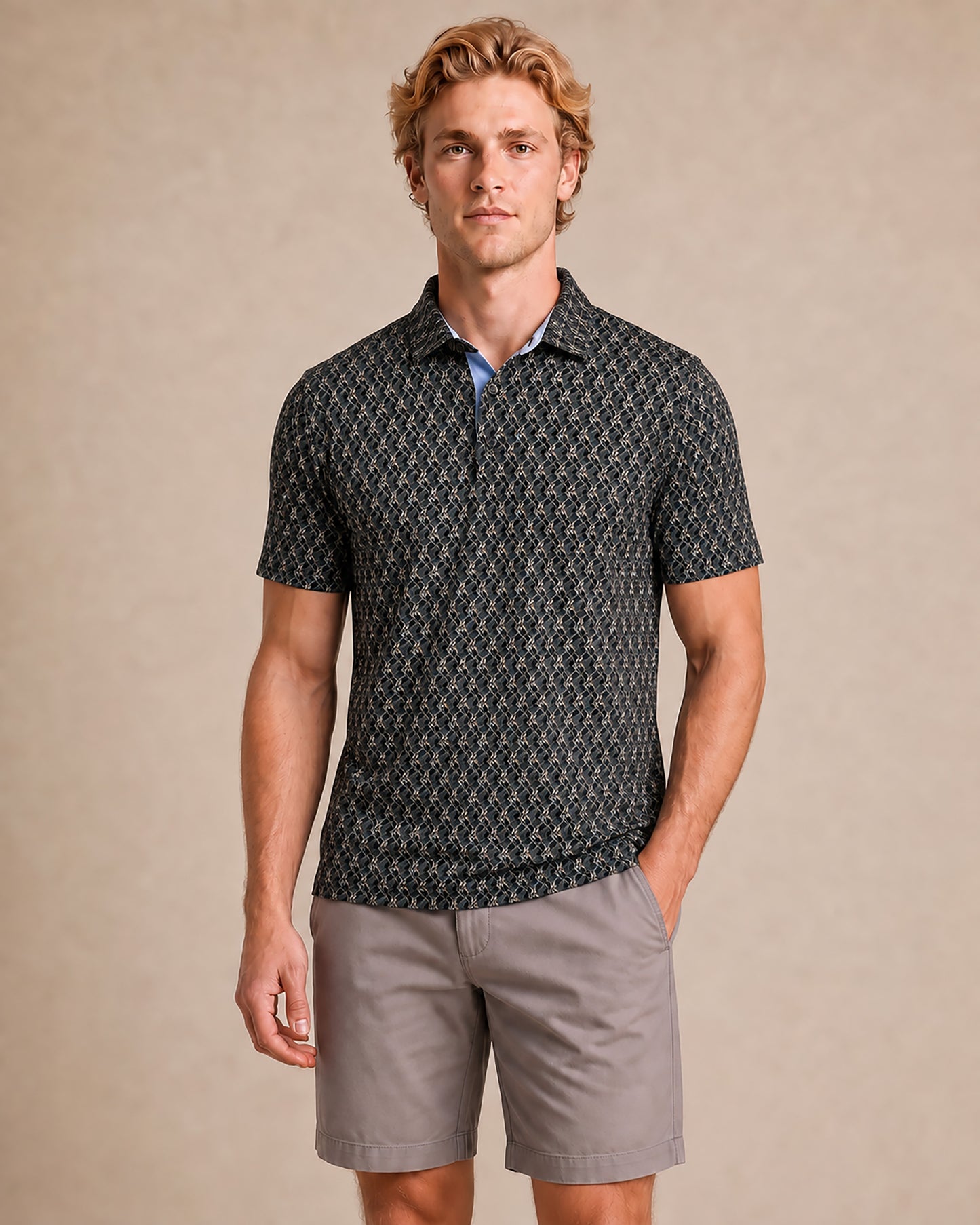 HUDSON GOLF PERFORMANCE POLO WAVY CLUBS BLACK