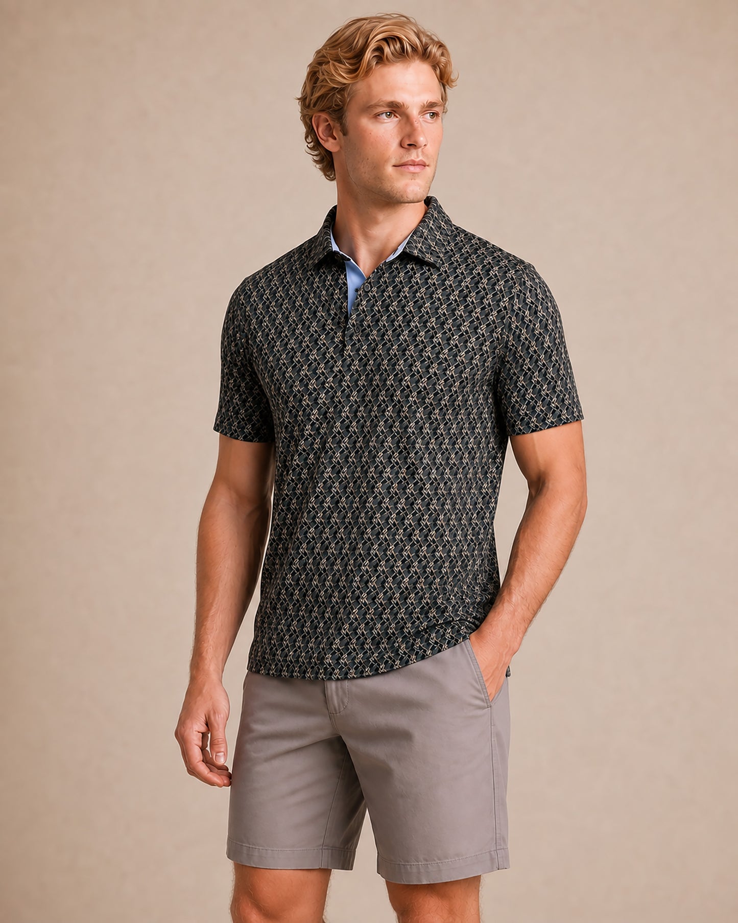 HUDSON GOLF PERFORMANCE POLO WAVY CLUBS BLACK