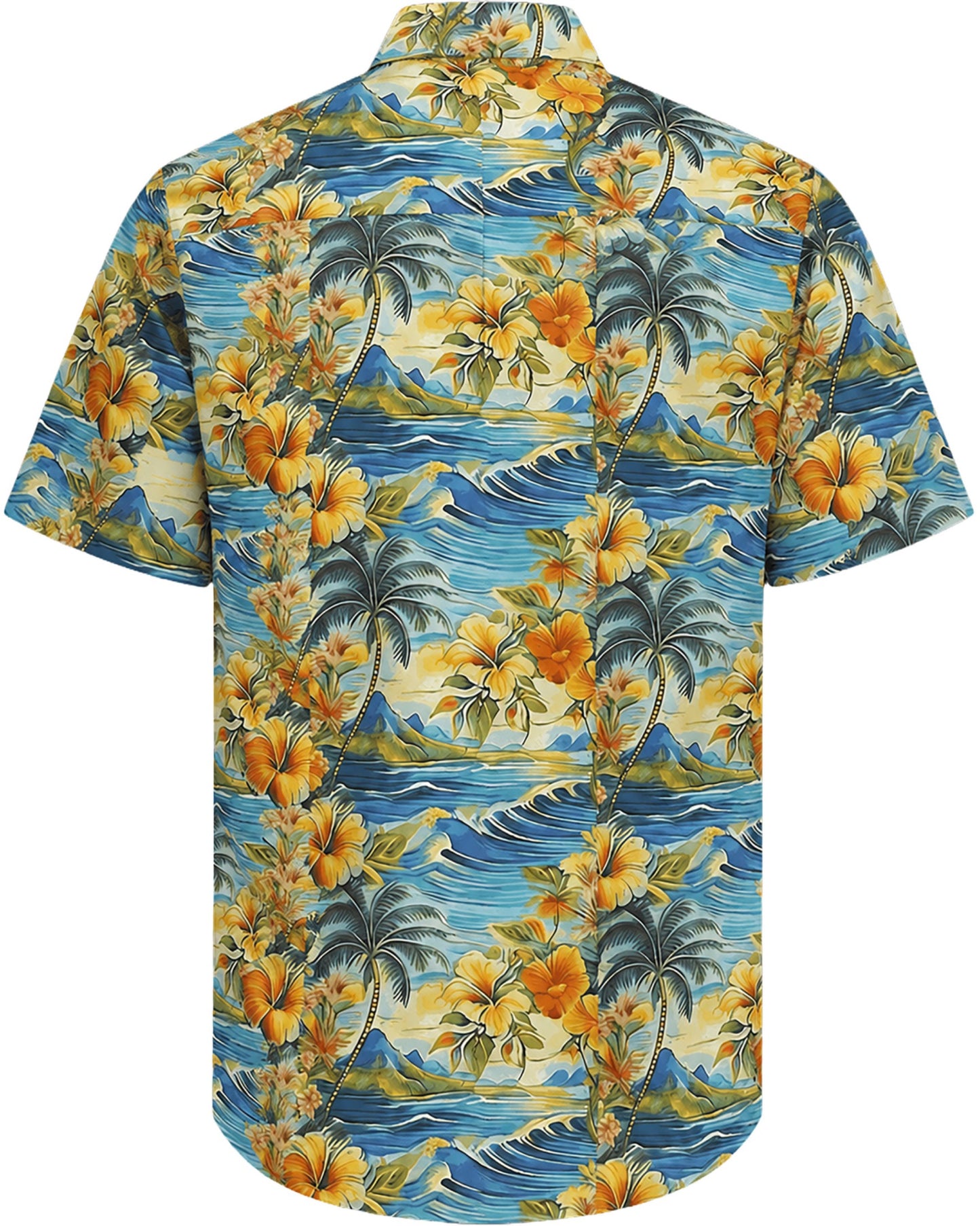 NEWARK PERFORMANCE PRINT SHIRT HAWAIIAN WAVES AND PALMS