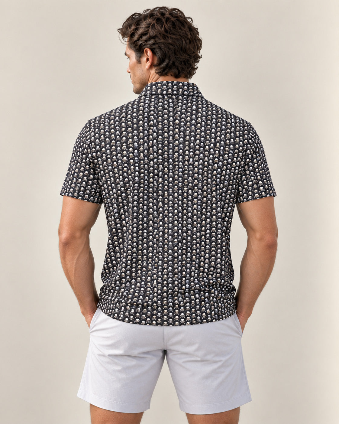 HUDSON GOLF PERFORMANCE POLO HAPPY SKULLS BLACK